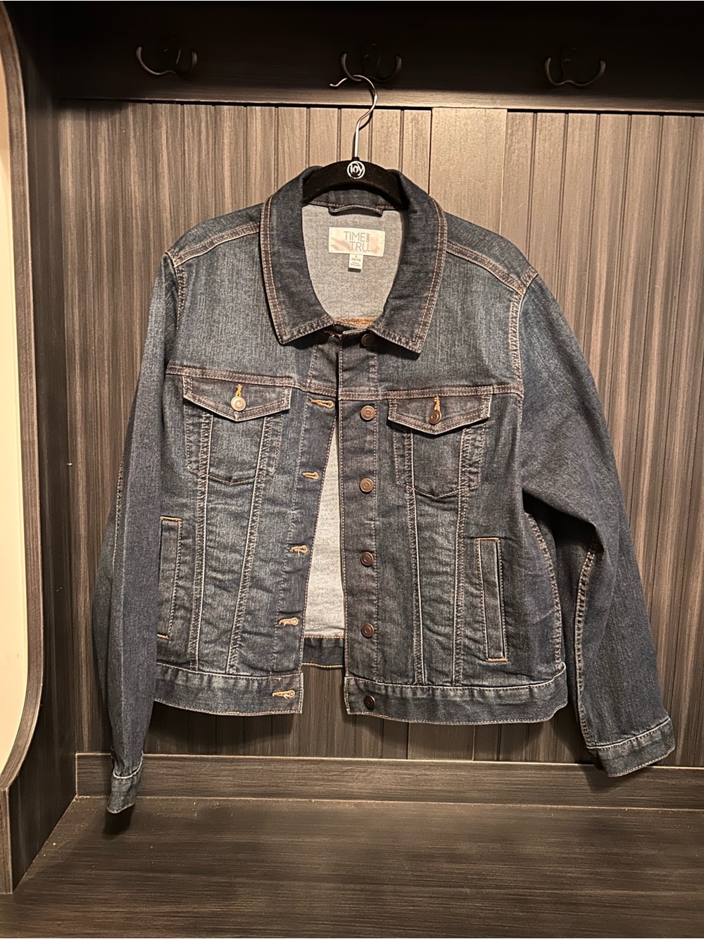 Time and Tru Dark Indigo Denim Jacket with Button Front